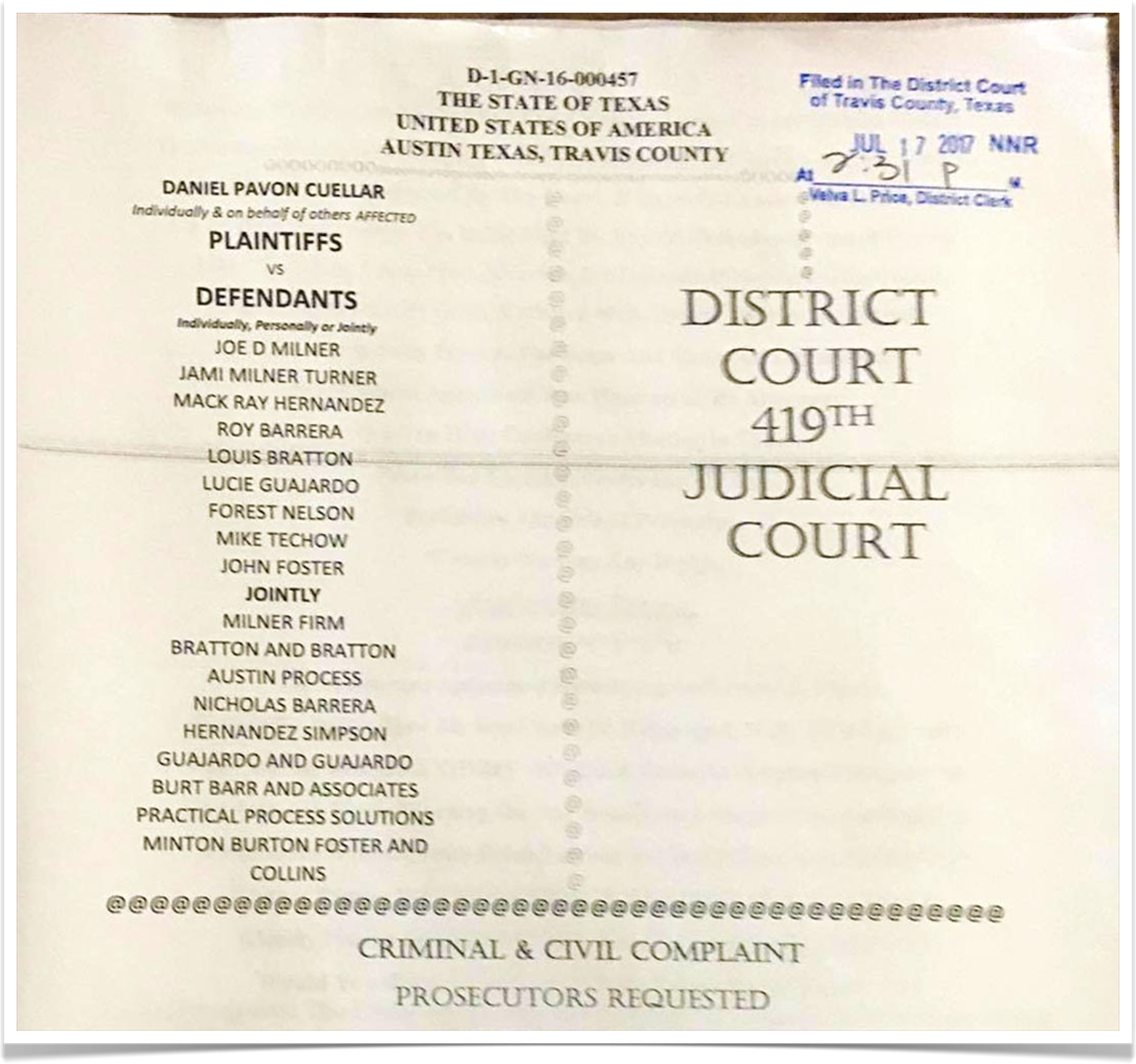 Proves perjuries in proceedings, perjuries of police,, perjuries of Joe milner and how they conceal the actual proceedings.